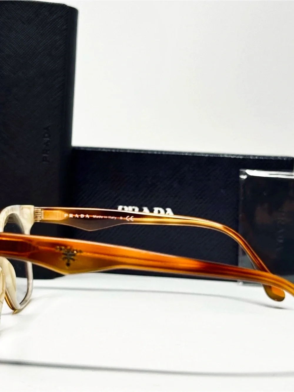 NEW PRADA VPRO9U 54-18-140 Havanastriped White  Eyeglasses Unisex AUTHENTIC